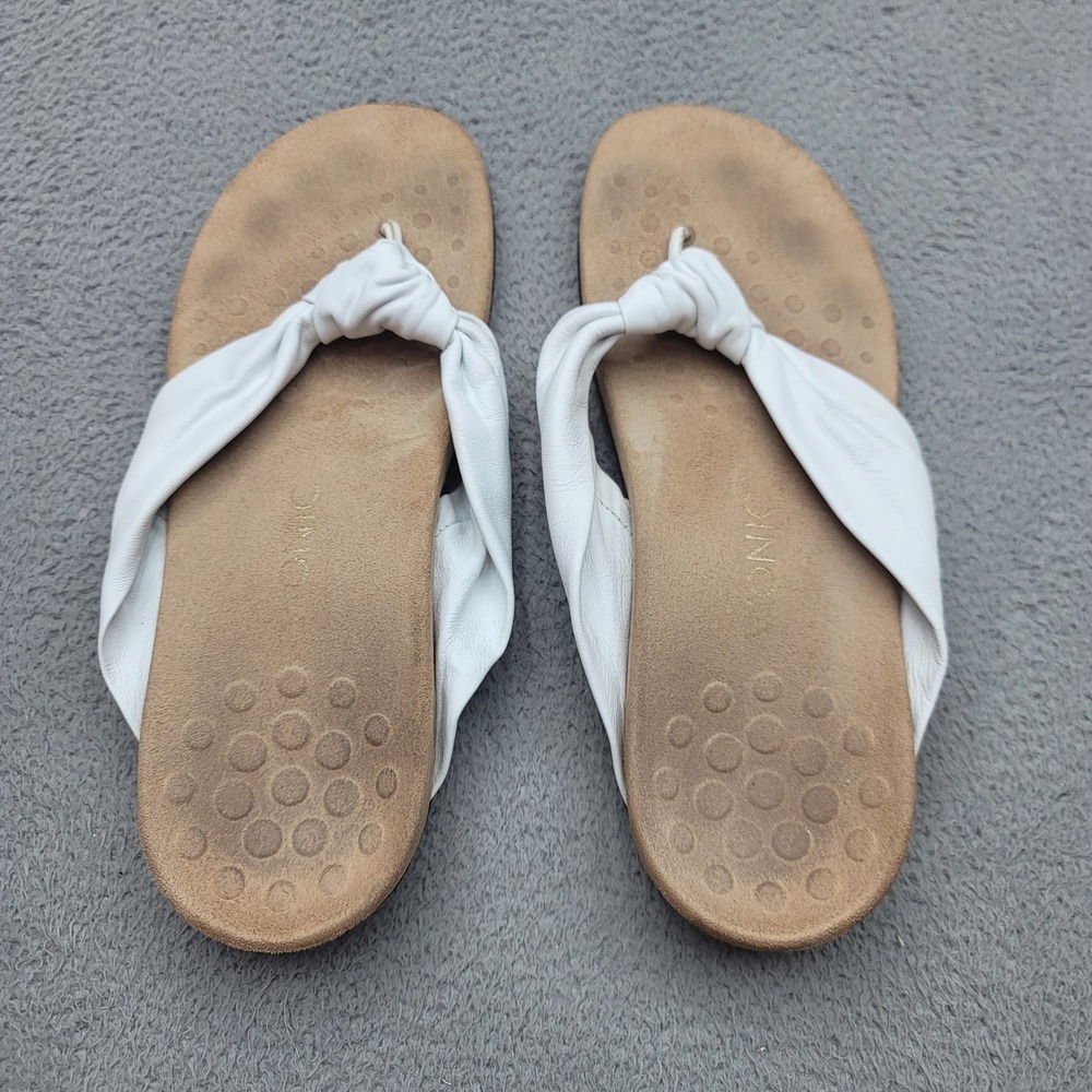 Vionic Sandals Womens 10 White Pippa Modern Knot Toepost Thong TVW5173